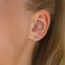 multifargede øredobber i 9 karat gull med zirkon - Gold Collection