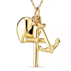 tro-håp-kjærlighet halskjede i forgylt sølv med anheng i 9 karat gull - Amoré