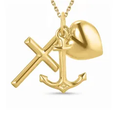 tro-håp-kjærlighet halskjede i forgylt sølv med anheng i 9 karat gull - Amoré