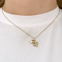 tro-håp-kjærlighet halskjede i forgylt sølv med anheng i 9 karat gull - Amoré