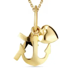 tro-håp-kjærlighet halskjede i forgylt sølv med anheng i 9 karat gull - Amoré