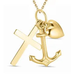 tro-håp-kjærlighet halskjede i forgylt sølv med anheng i 9 karat gull - Amoré