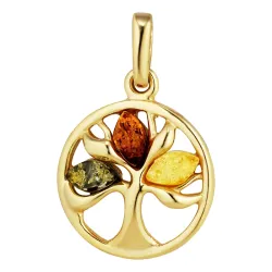 livets tre multifarget rav anheng i forgylt sølv