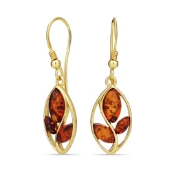 blomst rav øredobber i forgylt sølv