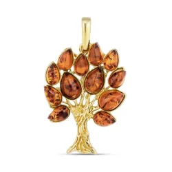 livets tre rav anheng i forgylt sølv