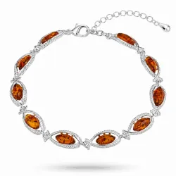 Elegant rav armbånd i sølv