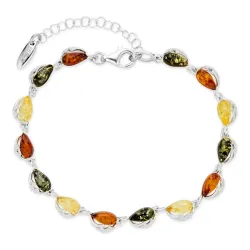 Elegant multifarget rav armbånd i sølv