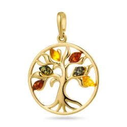 25 mm livets tre multifarget rav anheng i forgylt sølv