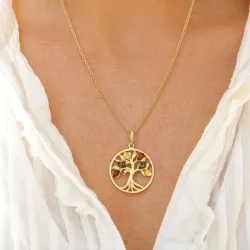 25 mm livets tre multifarget rav anheng i forgylt sølv