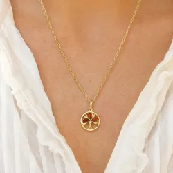 14 mm livets tre rav anheng i forgylt sølv