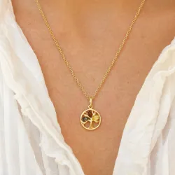 livets tre multifarget rav anheng i forgylt sølv