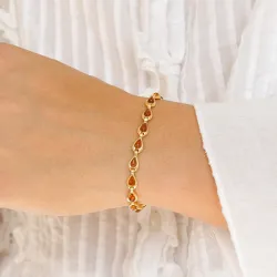 konjakk farget rav armbånd i forgylt sølv