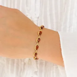 Elegant rav armbånd i forgylt sølv