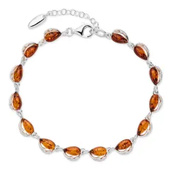 Elegant rav armbånd i sølv