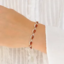 Elegant rav armbånd i sølv