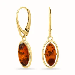 ovale rav øredobber i forgylt sølv