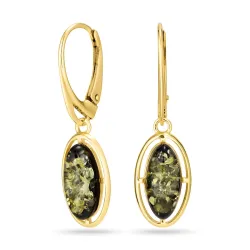 ovale rav øredobber i forgylt sølv