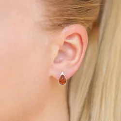 dråpe rav ørestikker i sølv