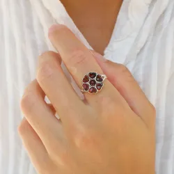 blomst rav ring i sølv