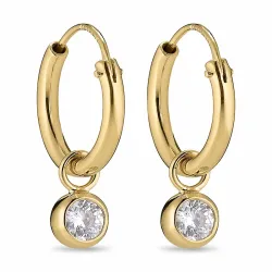 runde hvite zirkon øredobber i forgylt sølv