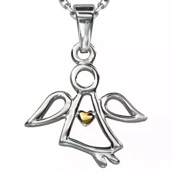 engel halskjede i sølv med anheng i sølv og forgylt sølv