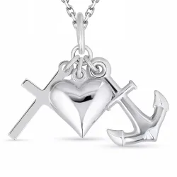 tro-håp-kjærlighet halskjede i sølv med anheng i sølv - Amoré