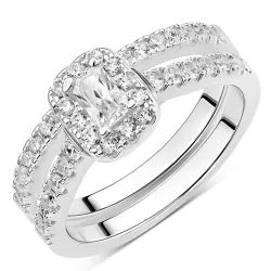 dobbelt zirkon ring i sølv