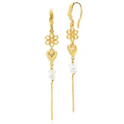 Sistie Alma blomst perle kjedeøreringer i forgylt sølv