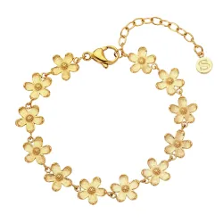 Sistie2ND Camelia blomst armbånd i forgylt stål