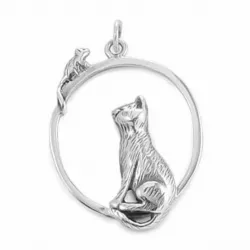Ovalt katt anheng i sølv