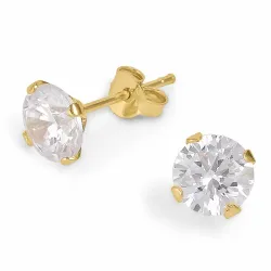 7 mm zirkon ørestikker i forgylt sølv