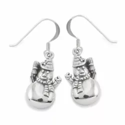 snømann sølvøredobb i oksidert sterlingsølv