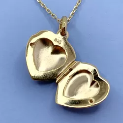 16 mm hjerte medaljong i forgylt sølv