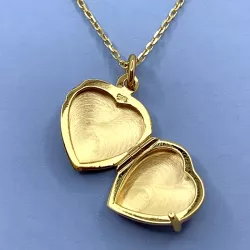 17 x 15 mm hjerte medaljong i forgylt sølv