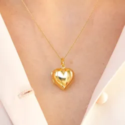 17 mm hjerte medaljong i forgylt sølv