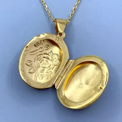 18 x 22 mm medaljong i forgylt sølv