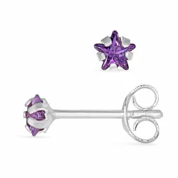 4 mm stjerne zirkon ørestikker i sølv - Little Ones