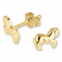 Liten hester ørestikker i forgylt sølv