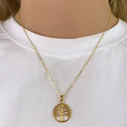 Livets tre halskjede i forgylt sølv med anheng i forgylt sølv