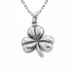 trekløver halskjede i sølv med anheng i sølv