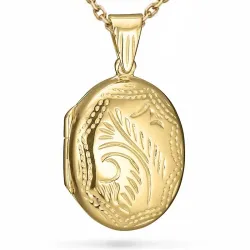 blomst halskjede i forgylt sølv med medaljong i forgylt sølv