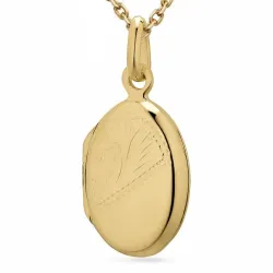 ovalt halskjede i forgylt sølv med anheng i forgylt sølv