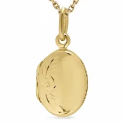 ovalt halskjede i forgylt sølv med medaljong i forgylt sølv