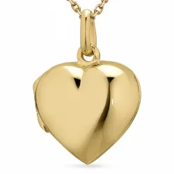 hjerte halskjede i forgylt sølv med medaljong i forgylt sølv