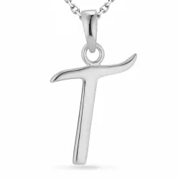 bokstav t halskjede i sølv med anheng i sølv - My Letter