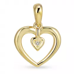 hjerte diamant anheng i 8 karat gull 0,005 ct