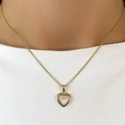 hjerte diamant halskjede i forgylt sølv med anheng i 8 karat - Gold Collection
