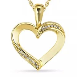 hjerte diamant halskjede i forgylt sølv med anheng i 8 karat - Gold Collection