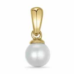 5 mm  sølv hvit perle anheng i 9 karat gull