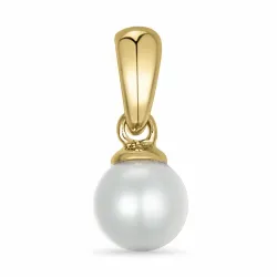 5 mm  sølv hvit perle anheng i 9 karat gull